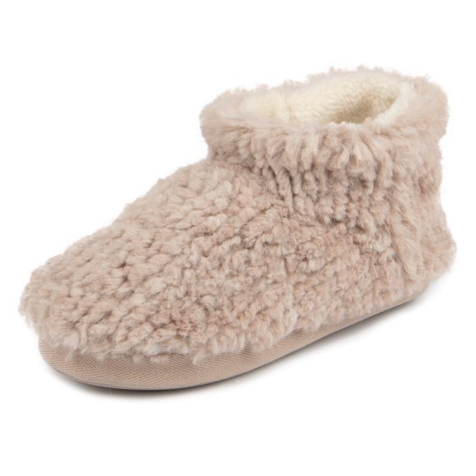 totes Ladies Faux Fur  Short Boot Slippers Oat Extra Image 3